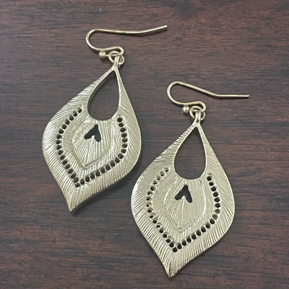 Ward off evil eye blue crystal bead gold tone drop earrings - Picture 2 of 4